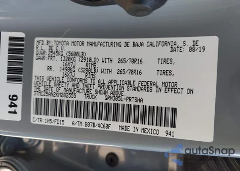 2019 Toyota Tacoma Trd Off Road z USA, uszkodzony, nr VIN 3TMCZ5AN2KM282555